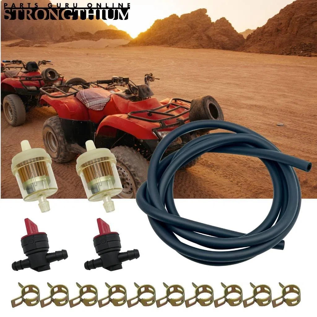 STRONGTHIUM Kit de Manguera de Combustible 6,3mm Compatible con Briggs & Stratton Kawasaki Walbro Ryobi, para Cortacésped Tractor MTD Craftsman, con Filtros Válvulas y Abrazaderas