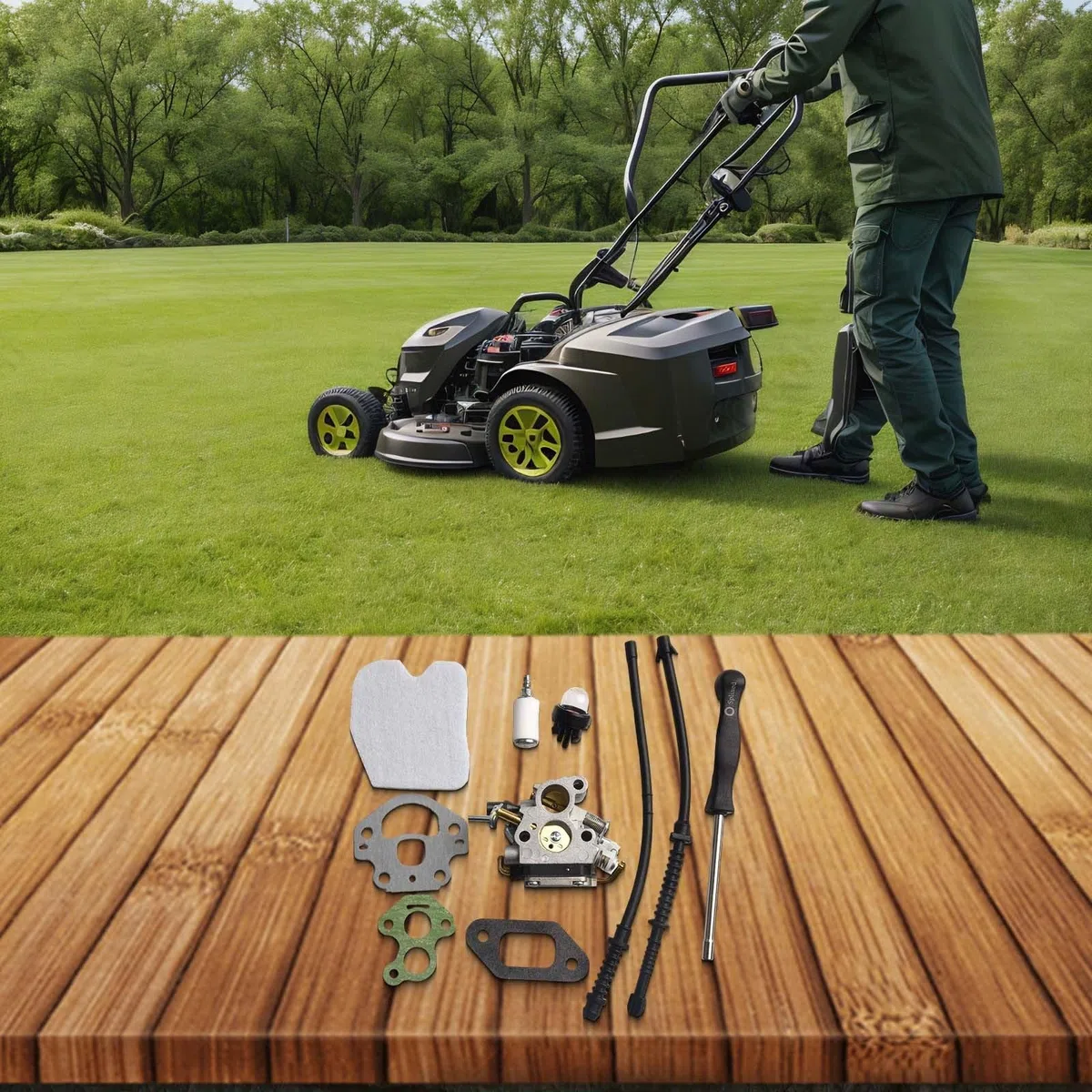 Kit de carburador 506450501 para Husqvarna 135 140 435 435E 440 440E compatible con Jonsered CS2240 CS2240S y para motosierras McCulloch CS410, incluye juntas de filtro de aire, mangueras de gasolina