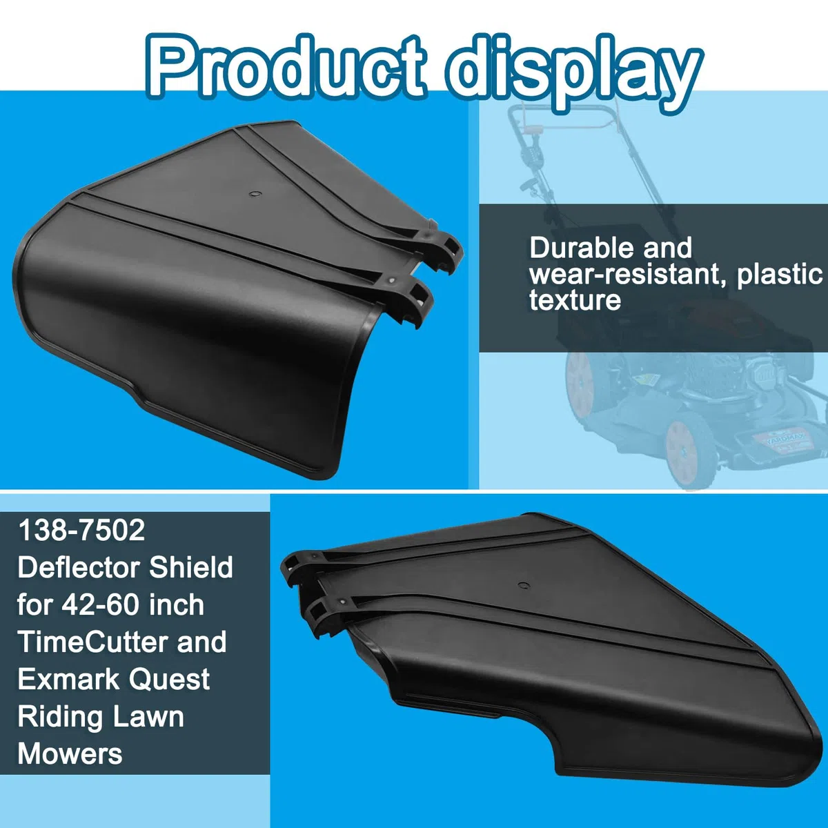 Piezas de repuesto, OEM (se adapta a Exmark) 138-7502 Kit de escudo deflector para cortacésped TimeCutter y Exmark Quest Riding de 42-60 pulgadas