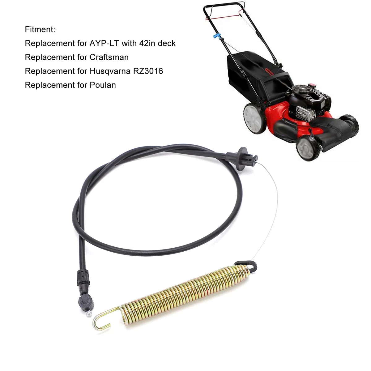 Akozon Cable de compromiso de cubierta, 175067 169676 21547184 Cable de embrague de cubierta apto para tractor cortacésped Craftsman AYP-LT con cubierta de 42 pulgadas