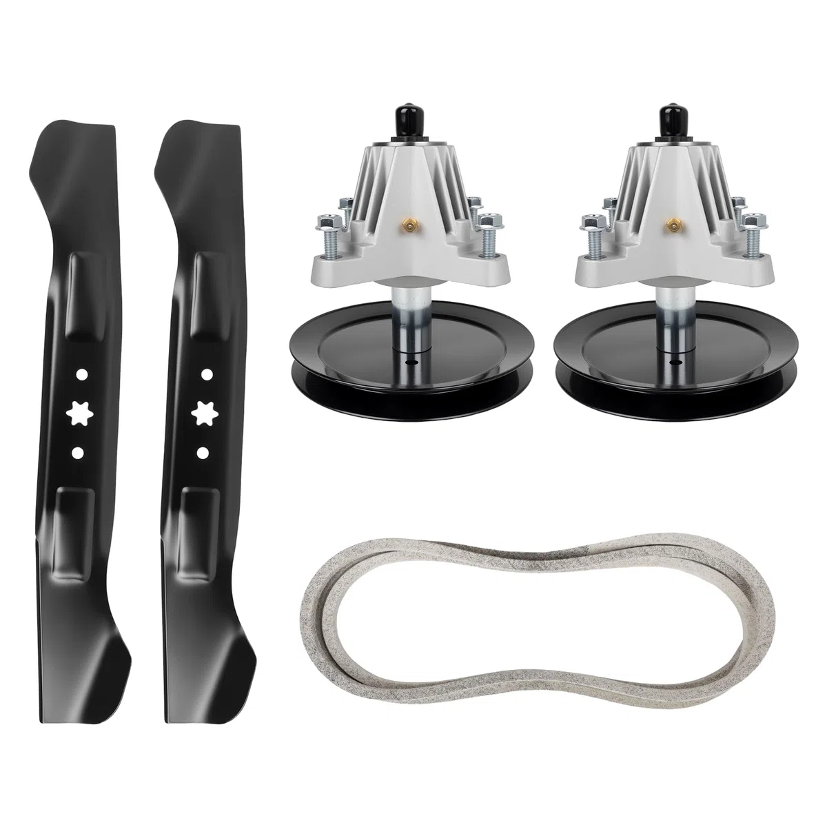 Kit de reconstrucción de cubierta de cortacésped de 46 pulgadas para Cub Cad et MT D TRO y Bi lt, (2) husillo 918-04865, (2) Blade 742-04244, (1) cinturón de cubierta 954-04219, compatible con LTX1045
