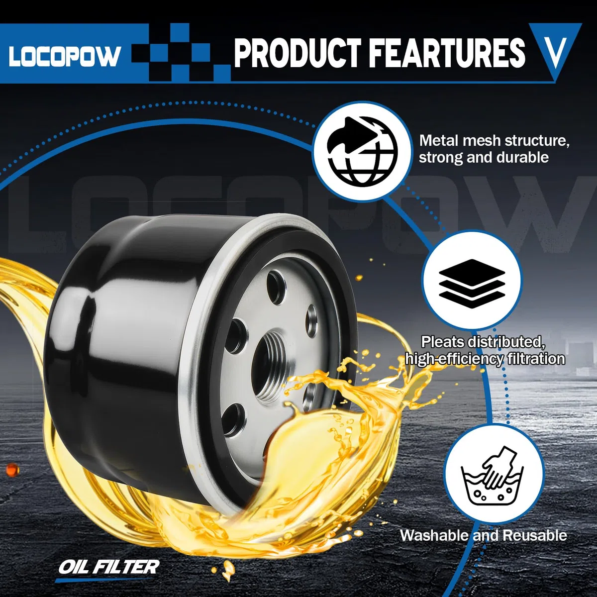 LOCOPOW 492932S Filtro de aceite de repuesto para Kohler 28-050-01-S 25-050-01 para Ariens 21548100 21550800 para Husqvarna 531 30 70-43 531 30 73-89 para Kawasaki 49065-7007 49065-7002
