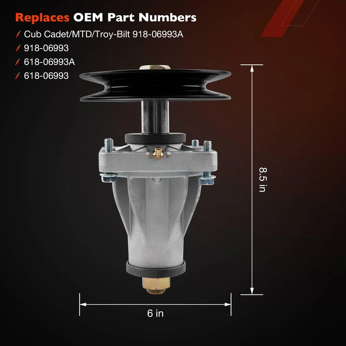 ATRACYPART 918-06993A 618-06993 - Husillo de cubierta de cortacésped compatible con Cub Cadet Z-Force SX54 S54 S48 LX54 MTD Craftsman Z8200 Z8400 Troy Bilt Mustang XP 54 reemplaza # 618-06993A 918888
