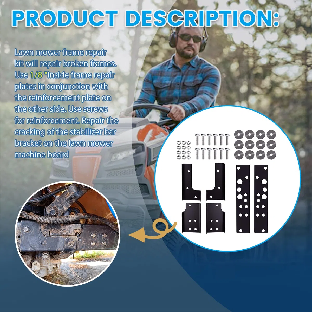 Kit de reparación de marco de cortacésped compatible con cortacésped Husqvarna, Poulan, Ariens o Craftsman