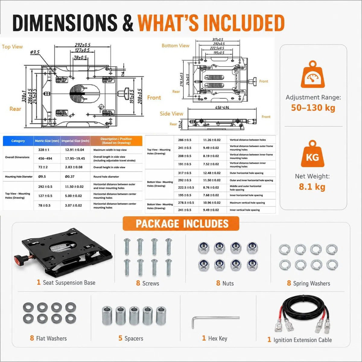 Kit de Suspensión de Asiento para Dixie Chopper Falcon HP 2454KW