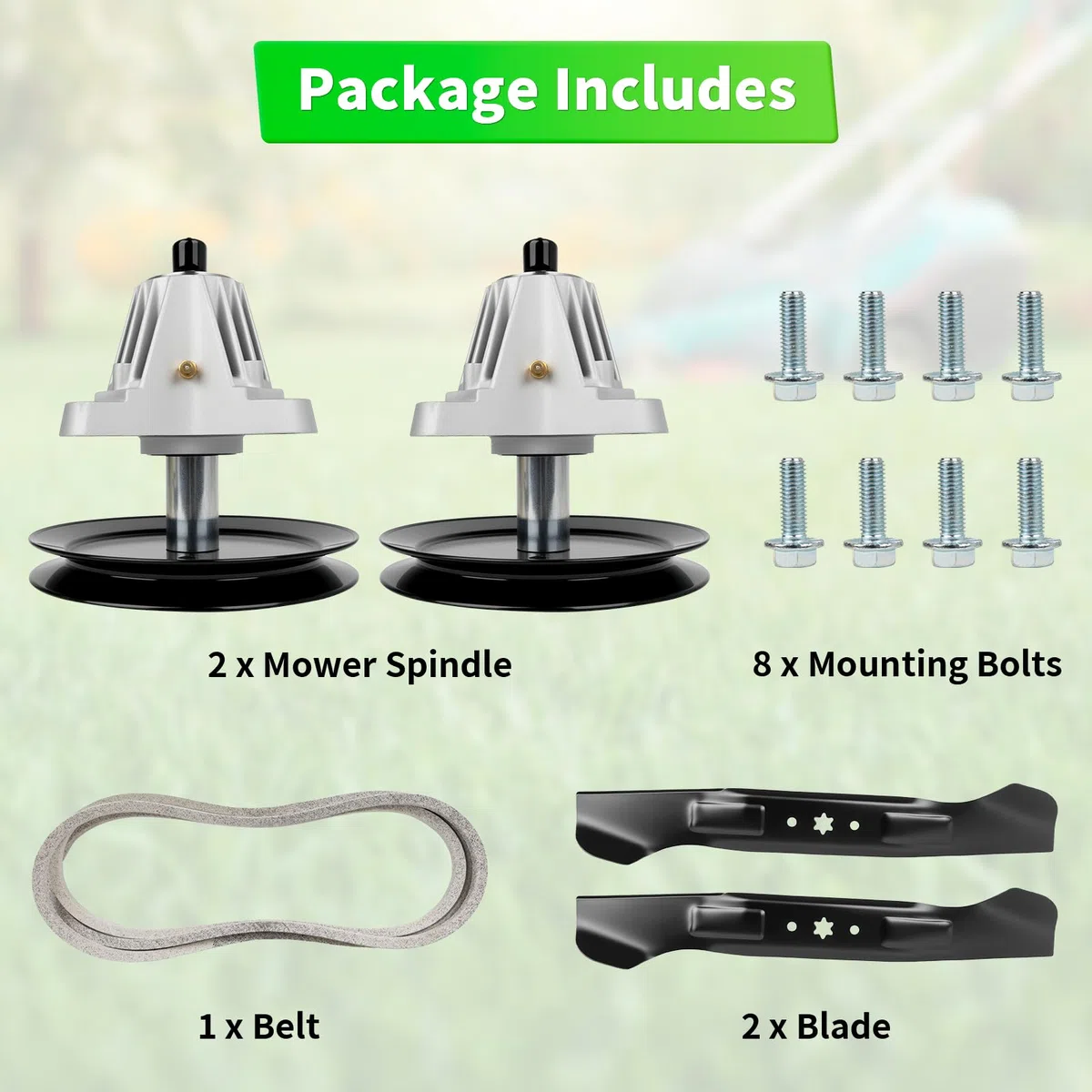 Kit de reconstrucción de cubierta de cortacésped de 46 pulgadas para Cub Cad et MT D TRO y Bi lt, (2) husillo 918-04865, (2) Blade 742-04244, (1) cinturón de cubierta 954-04219, compatible con LTX1045