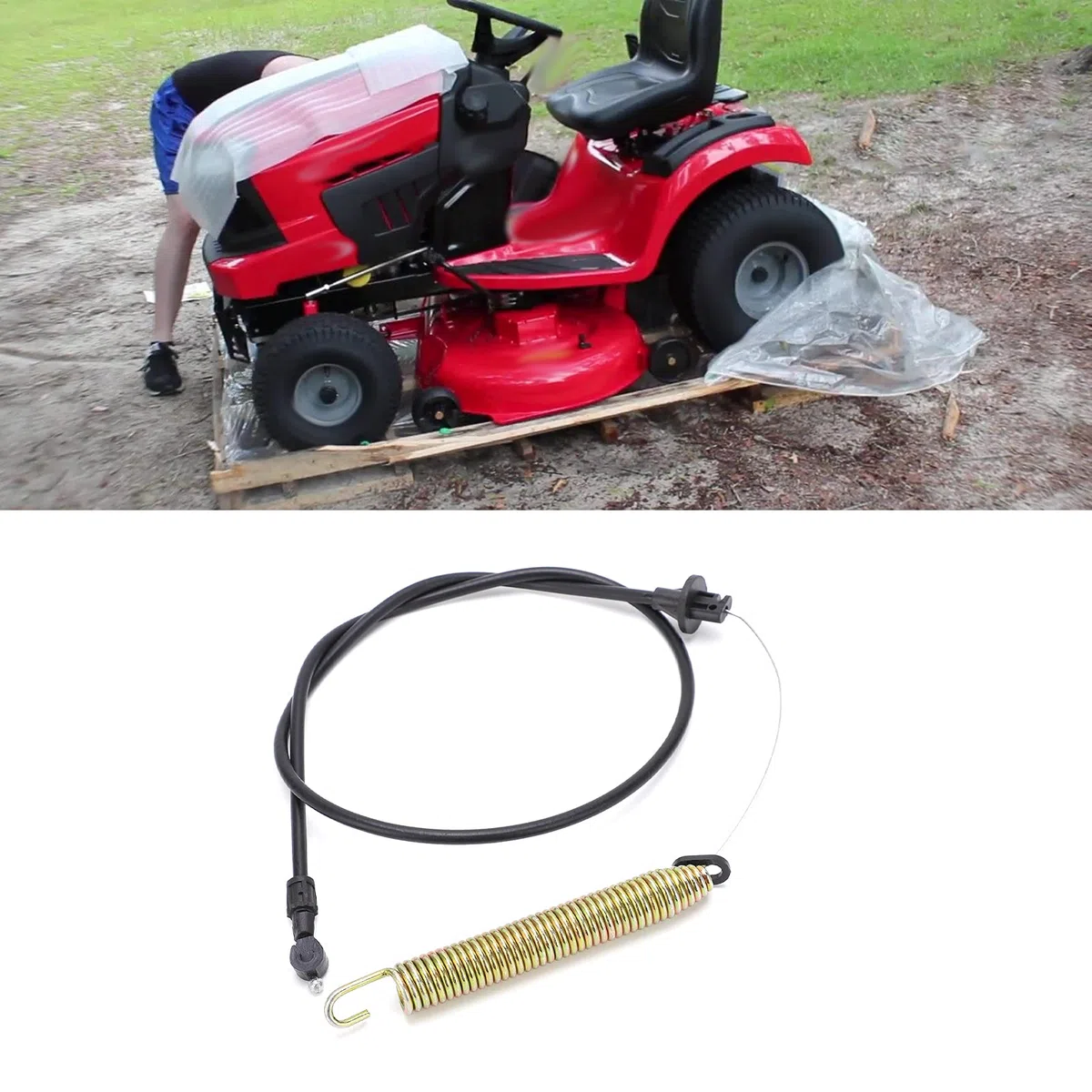 Akozon Cable de compromiso de cubierta, 175067 169676 21547184 Cable de embrague de cubierta apto para tractor cortacésped Craftsman AYP-LT con cubierta de 42 pulgadas